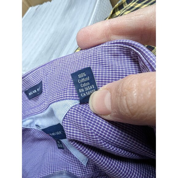 Tommy Hilfiger Dress Shirt 15 Purple Plaid 32-33 Long Sleeve Mens - Picture 4 of 4